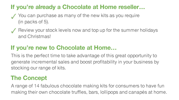 If you’re already a Chocolate at Home reseller…