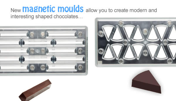 New magnetic moulds allow you to create modern and interesting shaped chocolates…