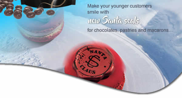Make your younger customers smile with new Santa seals for chocolates, pastries and macarons… 