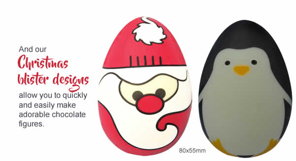And our Christmas blister designs allow you to quickly and easily make adorable chocolate figures.  