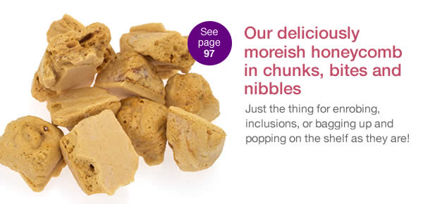 Our deliciously moreish honeycomb in chunks, bites and nibbles 