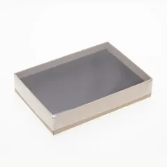 12 Choc Board Box & Clear Lid; Natural Kraft Paper