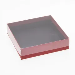 9 Choc Board Box & Clear Internal Lid; Chilli Red