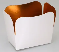 125g Fold Flat Ballotin; White; Gold Lined