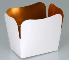 250g Fold Flat Ballotin; White; Gold Lined