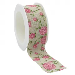 Cotton Roses on Kraft Ribbon