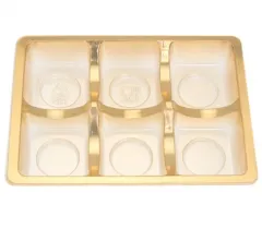 Gold PET Rectangle Inserts for 6 Chocolates