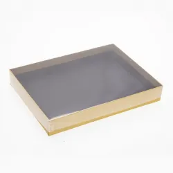 24 Choc Board Box & Clear Lid; Classic Gold