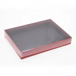 24 Choc Board Base & Clear Lid; Chilli Red