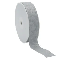 Textured Lurex Ribbon; Grey with Silver Lurex