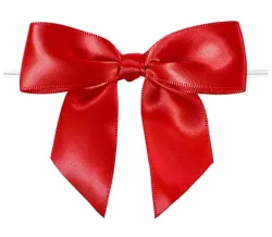Red Pre-Tied Satin Bows with Twist Ties
