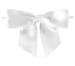 White Pre-Tied Satin Bows with Twist Ties