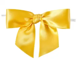Yellow Gold Pre-Tied Satin Bows with Twist Ties