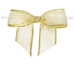 Gold Mesh Pre-Tied Bows with Twist Ties