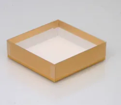 Lined Gold Board Box with PET Lid; Plain Base