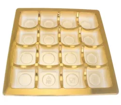Gold PET Square Inserts for 16 Chocolates
