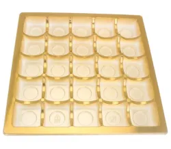 Gold PET Square Inserts for 25 Chocolates