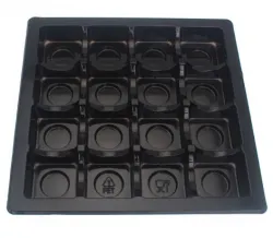 Black PET Square Inserts for 16 Chocolates