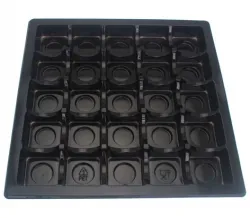 Black PET Square Inserts for 25 Chocolates
