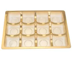 Gold PET Rectangle Inserts for 12 Chocolates